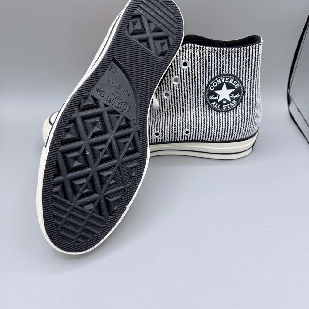 Converse Two-Tone High Top Sneakers in Brown, Black & White - Picture 3 of 4